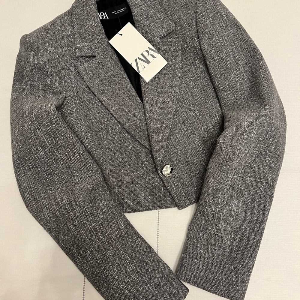 Zara Charcoal Women's Cropped Blazer